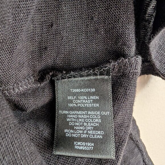NWT Sanctuary Black Linen Relaxed Fit V-Neck Tee Casual‎ Comfy Minimal Layer M - Picture 7 of 8